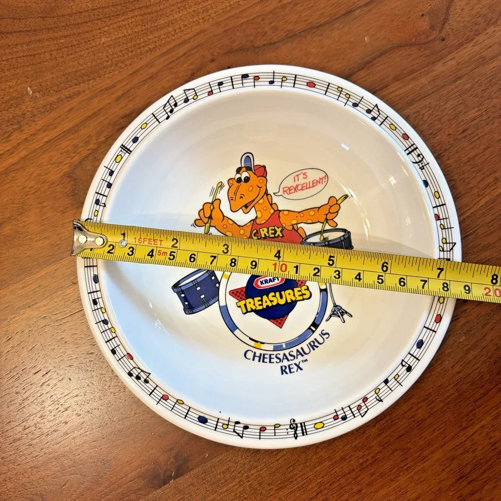 VINTAGE 1987 Anacapa Kraft Macaroni & Cheese Cheesasaurus Rex White Kids Bowl